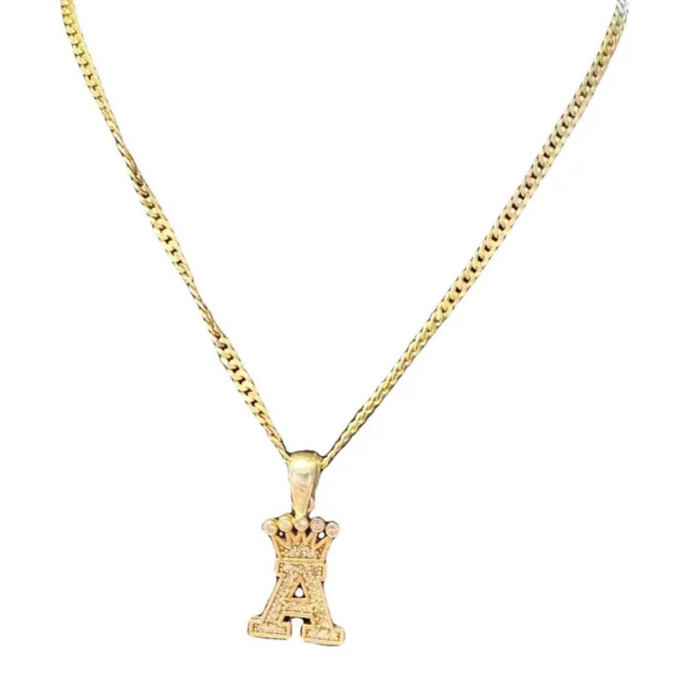 ⚜️ Gold plated Silver with rhinestones Crown necklace - Vintage Queen